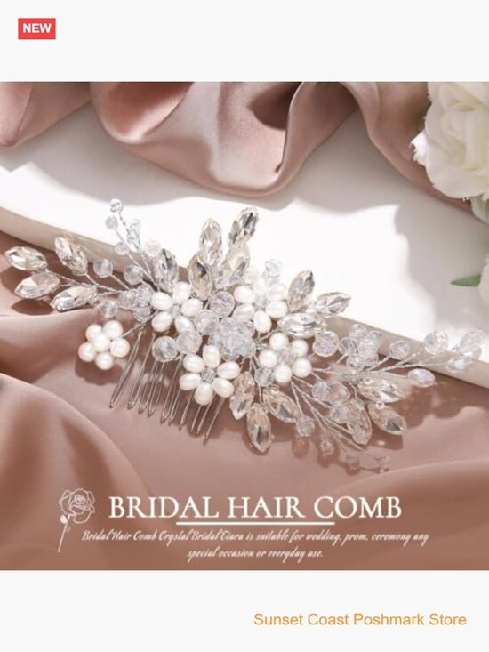Bridal Hair Comb Silver Pearl Rhinestone Wedding Hair Piece main image 5